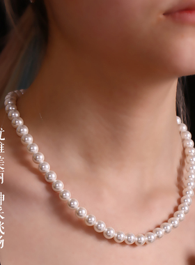 高级感澳白珍珠项链女款锁骨链