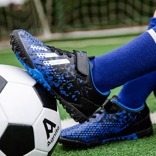 正品姆巴佩猎鹰儿童足球鞋男童小学生魔术贴tf碎钉C罗足球训练鞋 - 图3