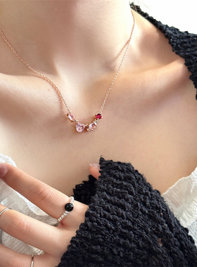 水晶糖果爱心锆石项链夏日彩色