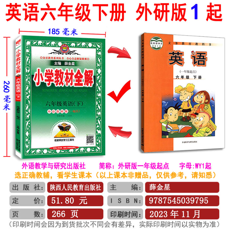 2024新版小学教材全解六年级下册英语全解WY外研版(一年级起点)外语教研版6六年级下册英语教材全解同步辅导资料教辅书全解全析-图2