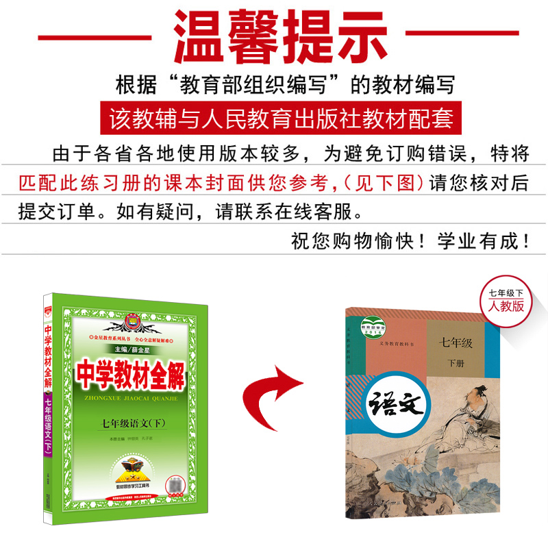 2024新版中学教材全解七年级下册语文全解RJ人教版（部编版）7七年级下册语文教材全解1初一下册语文教材全解同步辅导资料教辅书-图1
