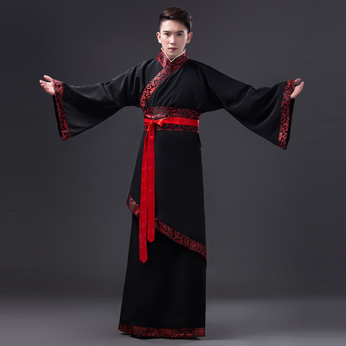 古装服装男古代唐装汉服男装外套汉代直裾曲裾服装中国风演出服装 - 图3