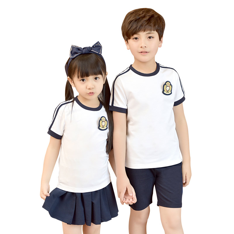 幼儿园园服夏季短袖学院风运动服校服男女童装韩版套装小学生班服