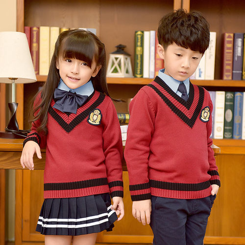 校服男女童装春秋英伦学院风纯棉毛衣套装中小学生班服幼儿园园服 - 图0