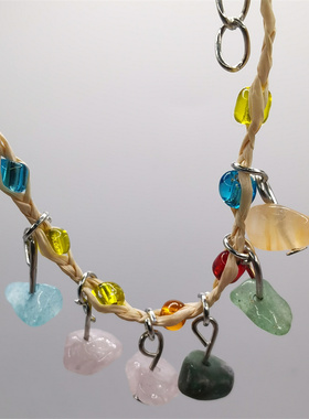 拉菲草手工编织天然石碎石手串