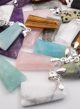 天然水晶长方形吊坠耳饰饰品配件