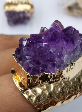 芽矿石可调节天然不规则戒指水晶