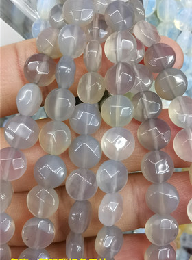 情侣天然水晶切角圆片直孔