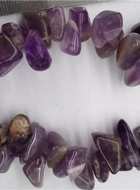 天然紫晶紫水晶不定形长条裸石1ＭＭ侧孔饰品手链项链耳环手工DIY
