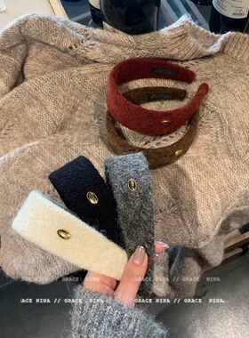 Chris 高质感金标宽边发箍高级感洋气时尚新款发卡高颅顶头箍发饰