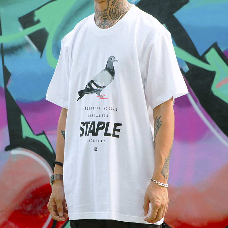 STAPLE PIGEON LOGO TEE经典大鸽子印花纯棉嘻哈宽松潮牌短袖T恤_虎窝淘