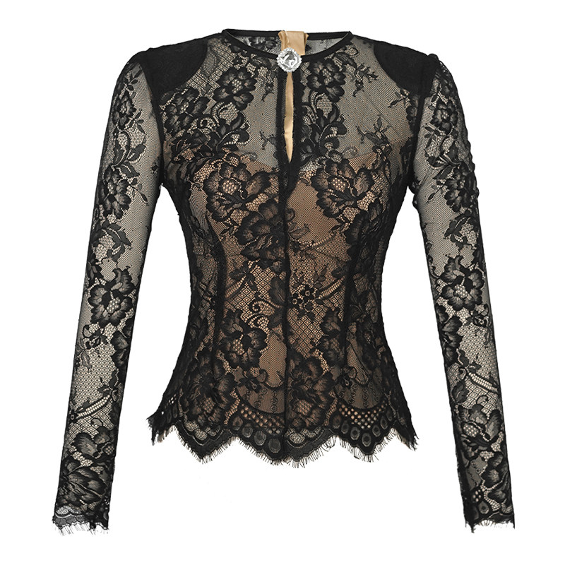  紫嫣红藤蕾丝衫/雪纺衫