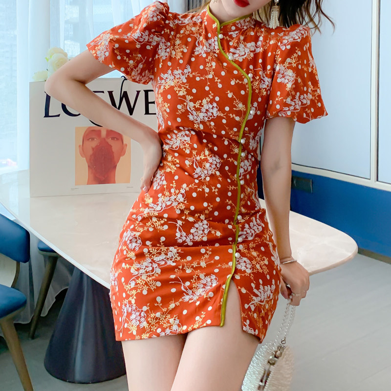 旗袍年轻款少女改良版设计感连衣裙 紫嫣红藤旗袍