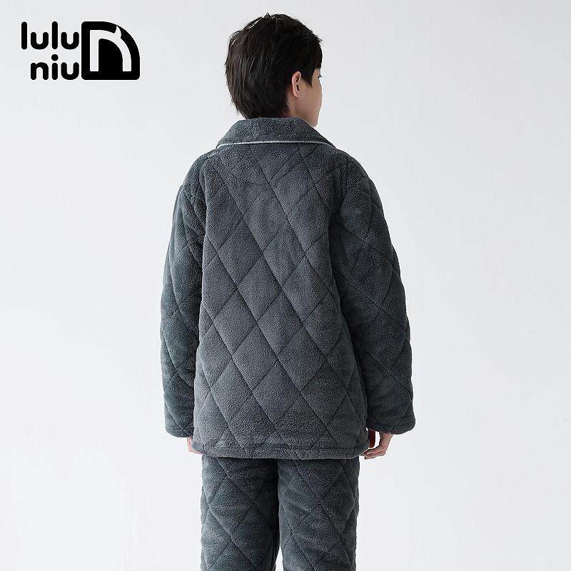 冬季儿童睡衣男童珊瑚绒三层夹棉加厚男孩青少年大童法兰绒家居服,淘宝优惠券,粉丝福利购,淘宝优惠卷