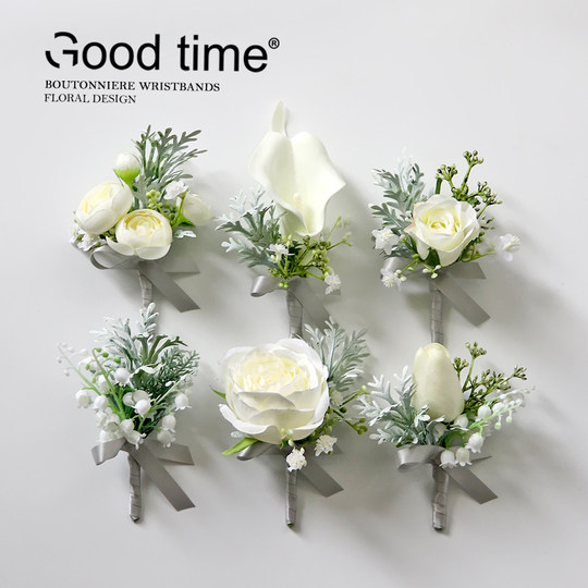 Green and white forest rose wrist flower bride wedding dance