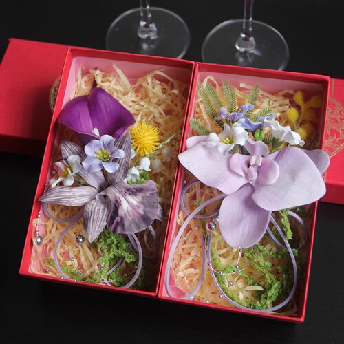 敬酒杯装饰仿真花 氛围感好物结婚摄影活动庆典仪式摆件胸花 紫 - 图1