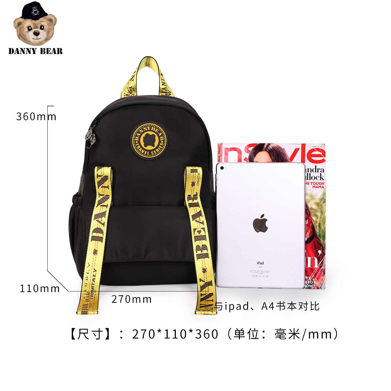 Danny Bear Backpack Women's Canvas Outdoor Sports Travel Backpack Fashion Large Capacity Casual School Bag New Bag