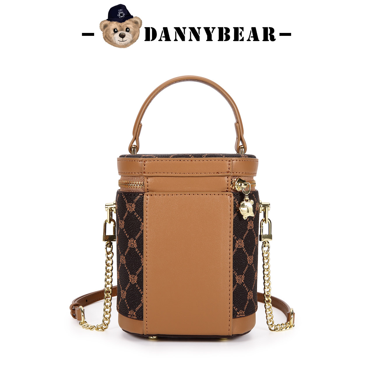 丹尼熊水桶圆筒包女链条2022斜挎包 丹尼熊箱包女士包袋