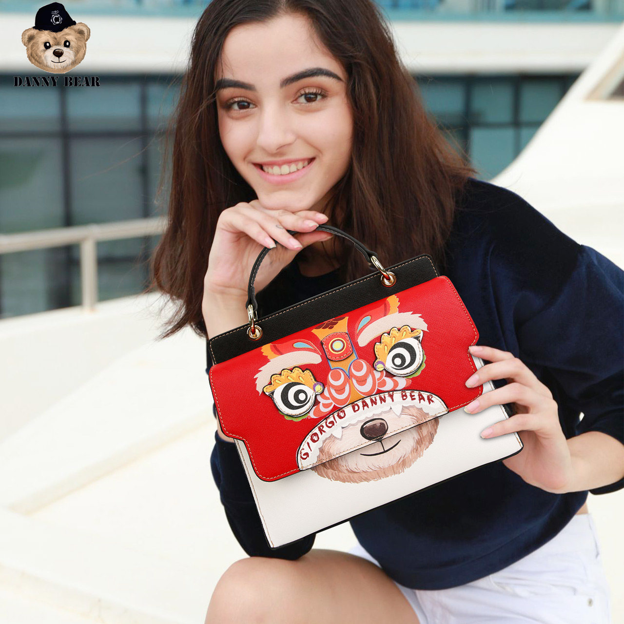 丹尼熊双面可用新款国潮风女手提包 丹尼熊箱包女士包袋