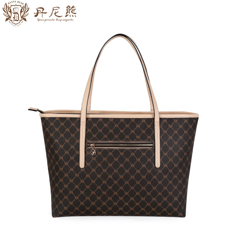 丹尼熊女欧美范咖啡格仔熊单肩包 丹尼熊箱包女士包袋