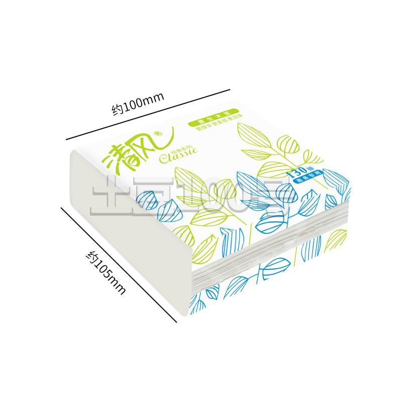 清风BR13A双层抽纸130抽正方形抽纸小方抽96包装食堂餐厅小抽纸巾 - 图1