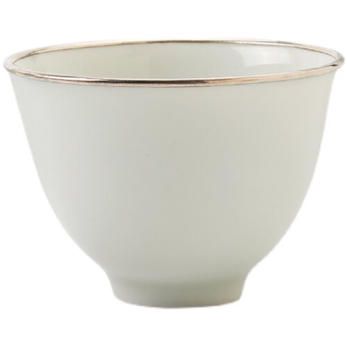 纯银999茶杯包银杯纯手工景德镇白瓷杯主人杯品茗杯套装茶杯 清新 - 图3