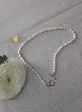 镀铜珍珠圆珠链女天然珍珠锁骨链