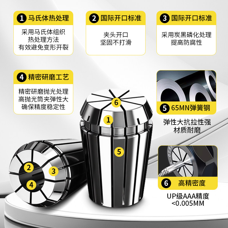 ER32筒夹加工中心铣床雕刻机高速精雕机数控刀柄弹簧ER25夹头er16