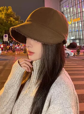 赵露丝同款秋冬保暖羊羔毛渔夫帽