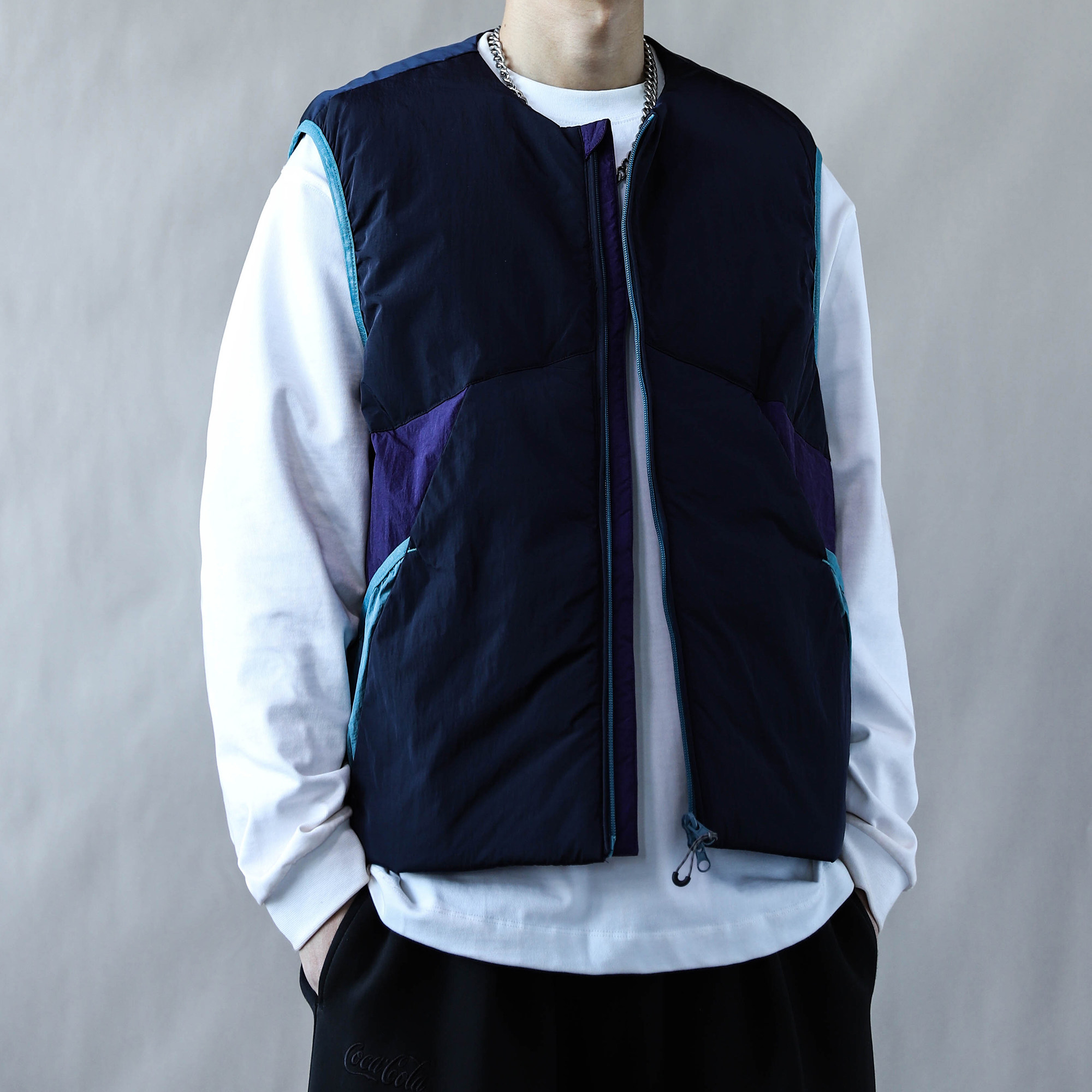 撞色拼接羽绒马甲男户外风休闲宽松保暖背心外套紫色2025羽绒服,淘宝优惠券,粉丝福利购,淘宝优惠卷