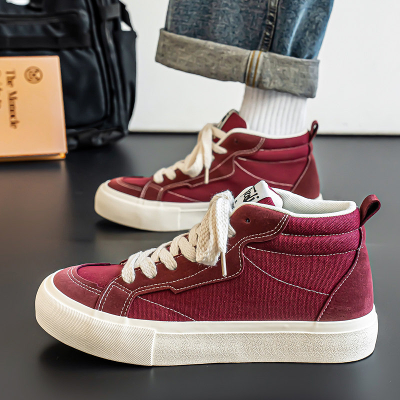 高帮男鞋2025新款潮流百搭休闲中帮板鞋青少年厚底内增高运动潮鞋,淘宝优惠券,粉丝福利购,淘宝优惠卷
