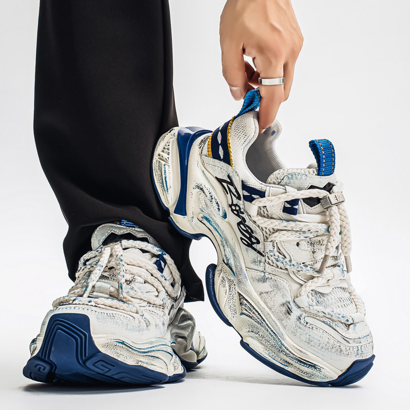 欧洲站男鞋秋季潮牌高级感休闲运动跑步防滑增高复古做旧老爹潮鞋,淘宝优惠券,粉丝福利购,淘宝优惠卷