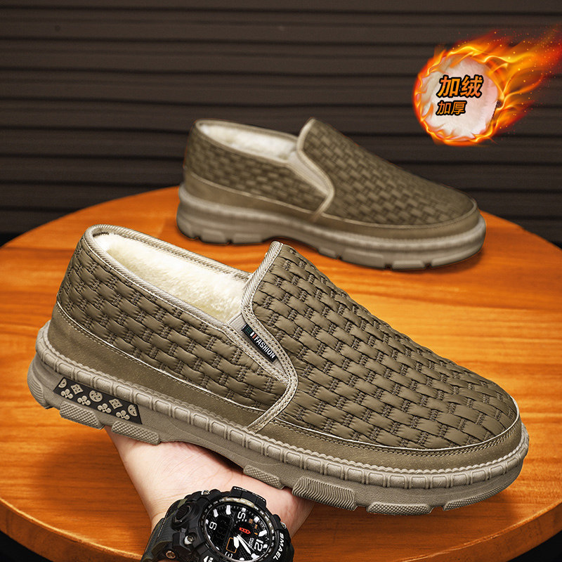 男鞋冬季加绒加厚保暖二棉鞋一脚蹬老北京布鞋软底工作黑色豆豆鞋,淘宝优惠券,粉丝福利购,淘宝优惠卷