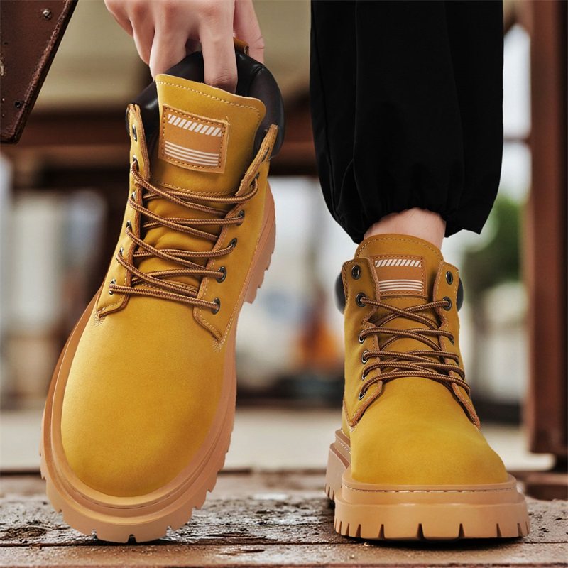 马丁靴男款秋季美式复古工装靴男士户外登山运动防水防滑大黄靴子,淘宝优惠券,粉丝福利购,淘宝优惠卷