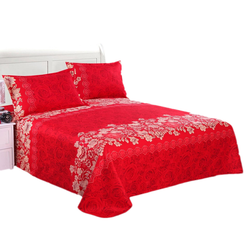 大红色床单单件婚庆1.8m2米床加厚磨毛单双人床卡通结婚三四件套