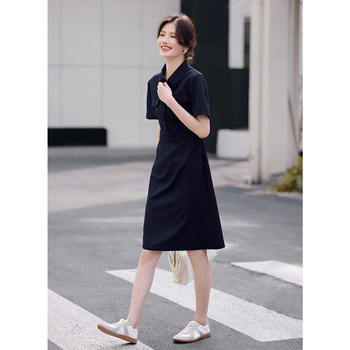 XWI/Xinwei waist slim dress ຂອງແມ່ຍິງ summer ໃຫມ່ອອກແບບກະເປົ໋າ symmetrical commuting ງ່າຍດາຍເສື້ອ dress