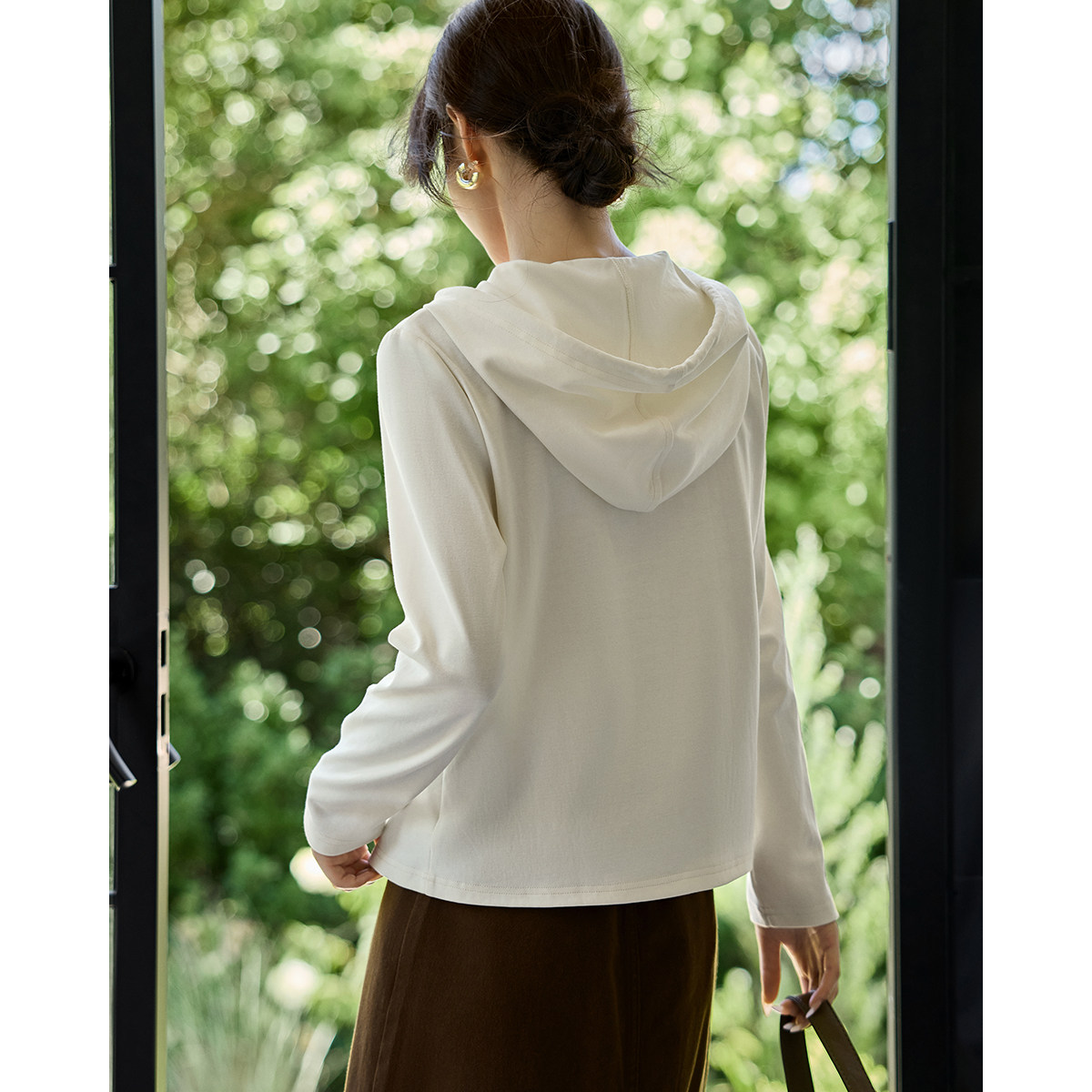 XWI欣未抽绳连帽百搭T恤女2025春季新款今年流行正肩显瘦外穿上衣,淘宝优惠券,粉丝福利购,淘宝优惠卷