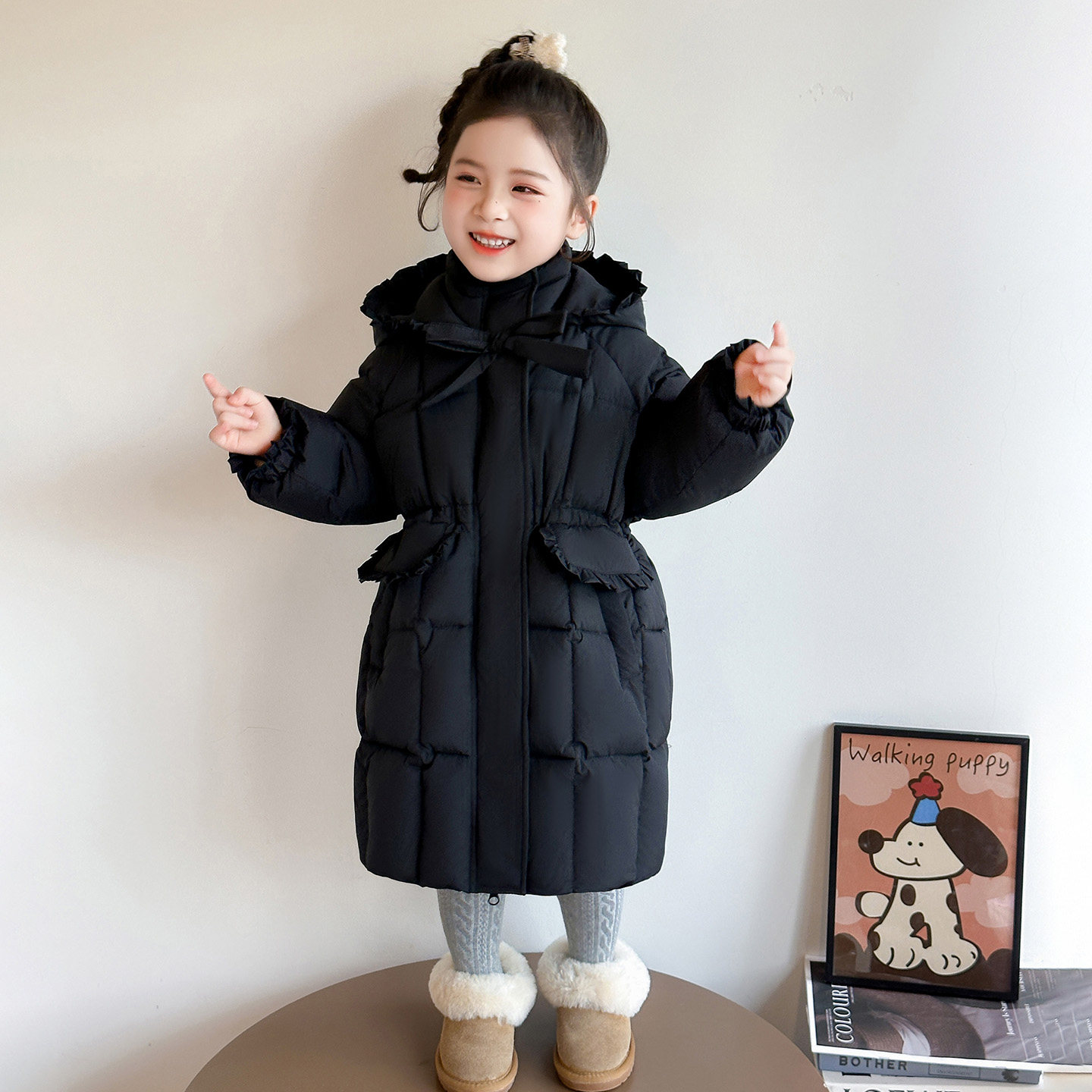 女童羽绒服冬季白鸭绒中长款2025新款蝴蝶儿童女宝宝外套冬装加厚,淘宝优惠券,粉丝福利购,淘宝优惠卷