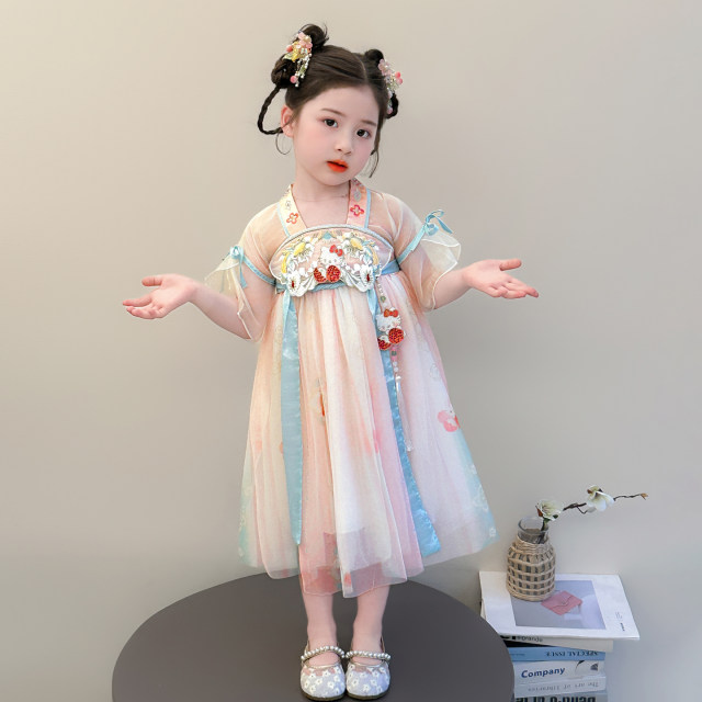 ເດັກຍິງ Hanfu Skirt Summer Style 2026 ໃຫມ່ຂອງເດັກນ້ອຍການປະຕິບັດເຄື່ອງນຸ່ງເດັກນ້ອຍແບບຈີນ Summer Summer Dress