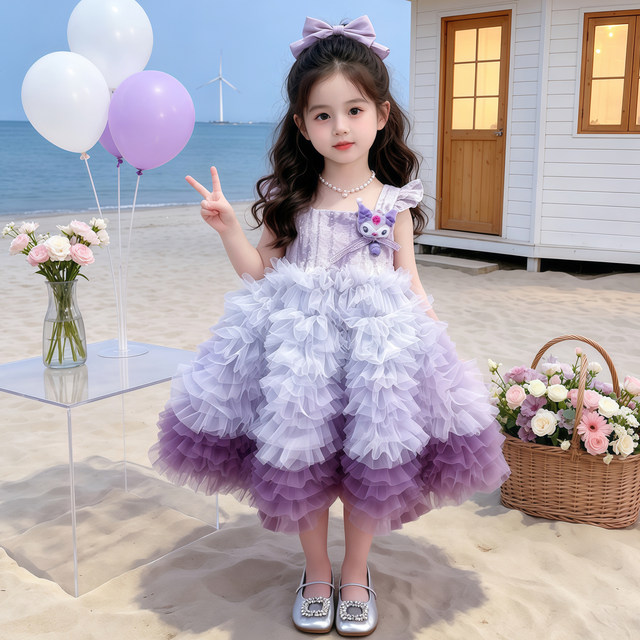 ເດັກຍິງ Kuromi Summer Mesh Cake Dress Princess
