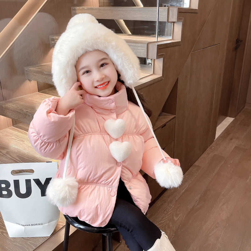 女童保暖爱心羽绒服2025新款儿童冬季加厚女宝宝冬装外套短款洋气,淘宝优惠券,粉丝福利购,淘宝优惠卷