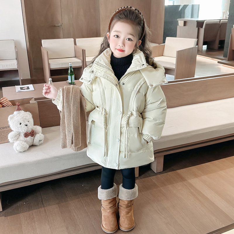 小女童羽绒服2025冬季新款女宝宝抽绳中长款羽绒外套儿童冬装加厚 - 图3