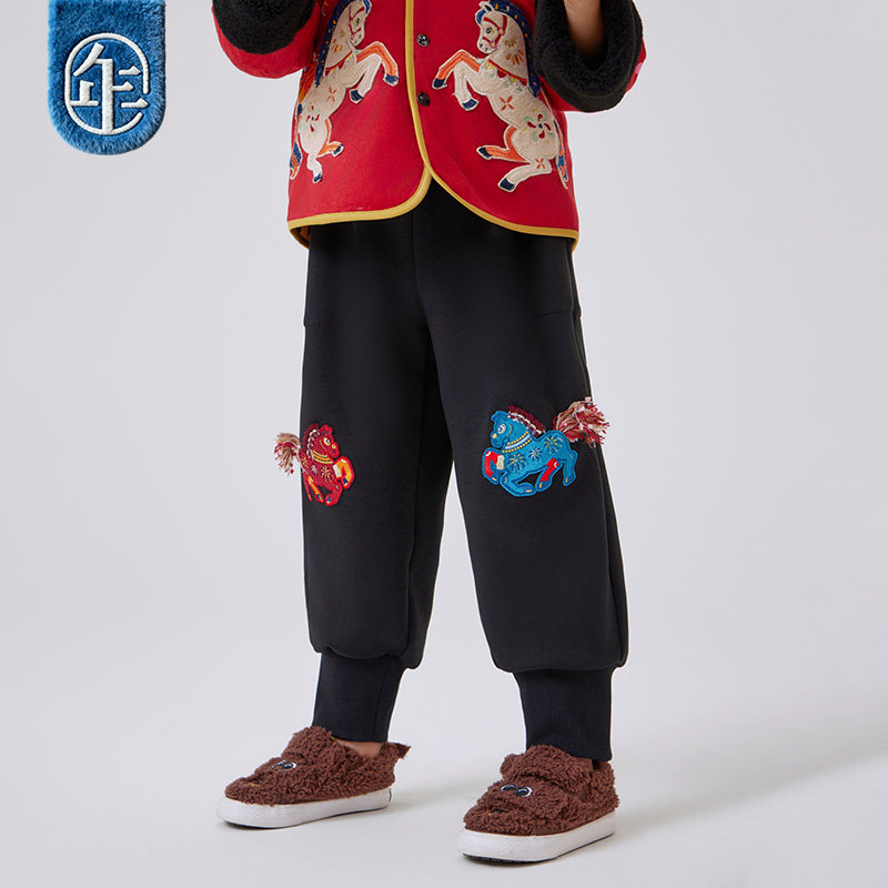 年衣儿童长裤男女童秋冬新款国风加绒卫裤宝宝运动灯笼裤生肖年服,淘宝优惠券,粉丝福利购,淘宝优惠卷