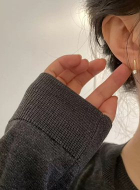925纯银镀18K金小耳钩干净简洁轻奢简约精致高级感耳环女