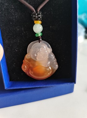 十年老店）玛瑙吊坠玉石珠宝首饰佛公送女友送老婆女儿礼物战国红