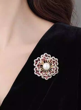 立体海棠花胸针高档女精致奢华