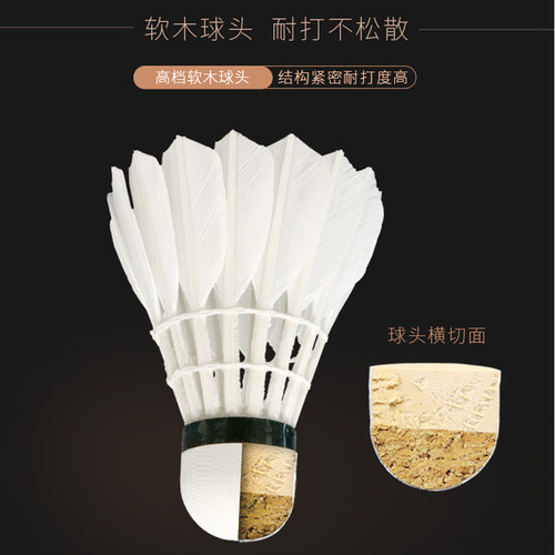 voidbiov羽毛球N5五号高手鹅场馆训练比赛12只装耐打不烂室内软木 - 图1