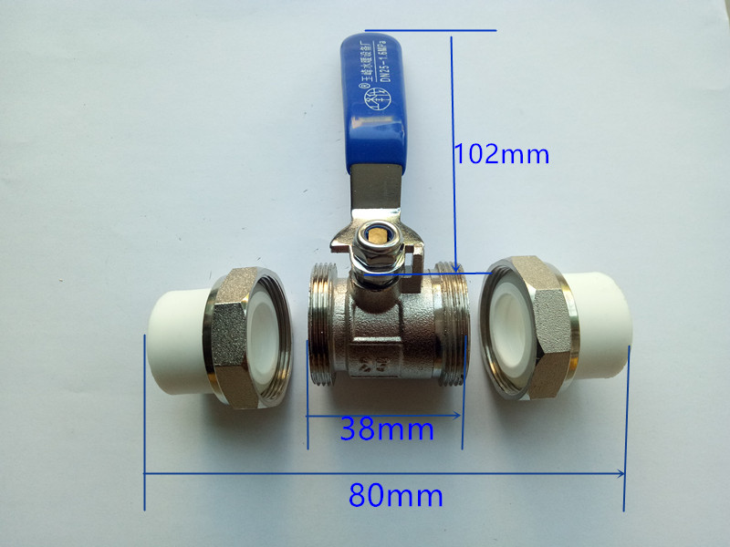 玉峰PPR新重型双活接球阀 铜球铜杆耐高温PPR20 25 4分 6分双热熔