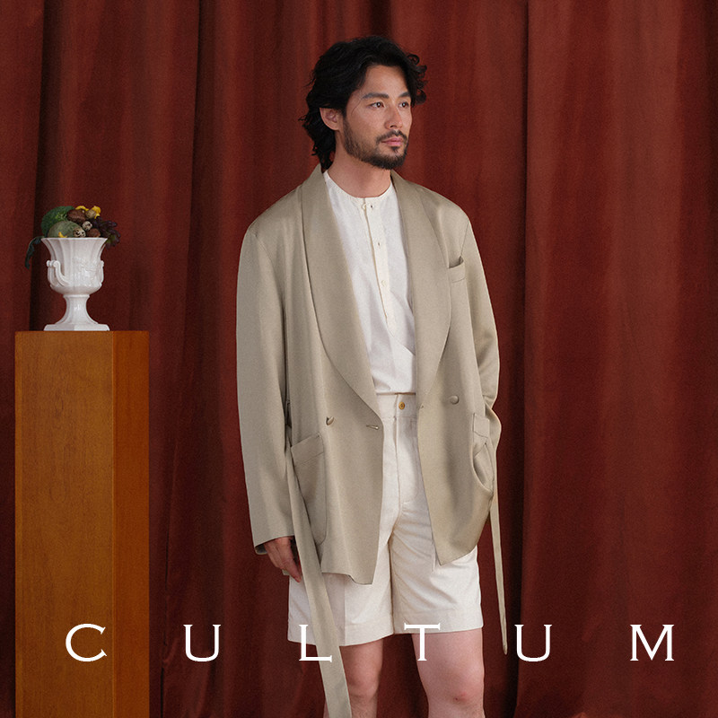 【亚麻醋酸天丝】CULTUM优雅老钱睡袍浴袍男吸烟装晨礼袍礼服短款,淘宝优惠券,粉丝福利购,淘宝优惠卷