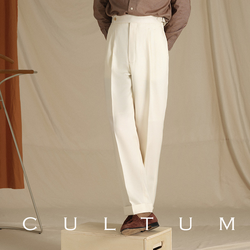 【高克重精纺澳洲羊毛】CULTUM意式那不勒斯双褶高腰西裤男休闲裤,淘宝优惠券,粉丝福利购,淘宝优惠卷